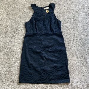 LAST CHANCE! Michael Michael Kors • Black Zebra High Neck Keyhole Sheath Dress